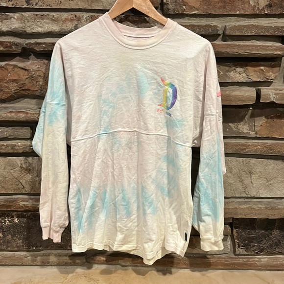 Disney Tops - Disneyland Spirit Jersey Tie Dye Rainbow Glitter Long Sleeve Shirt